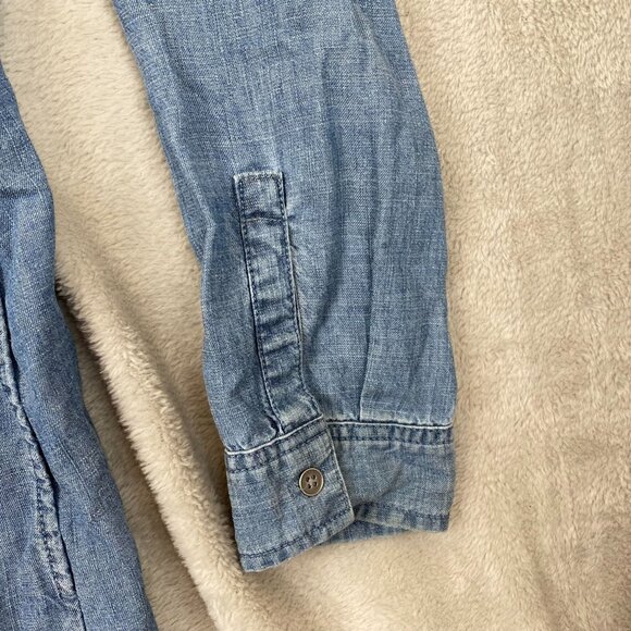 J. Jill Womens Blouse Medium Chambray Tunic Button Front Top Long Sleeve Casual - Picture 5 of 8